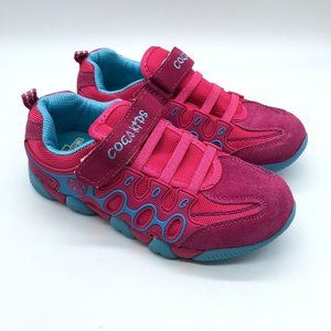 Coga Kids Girls Sneakers Faux Suede Hook & Loop Pink Blue US Size 3